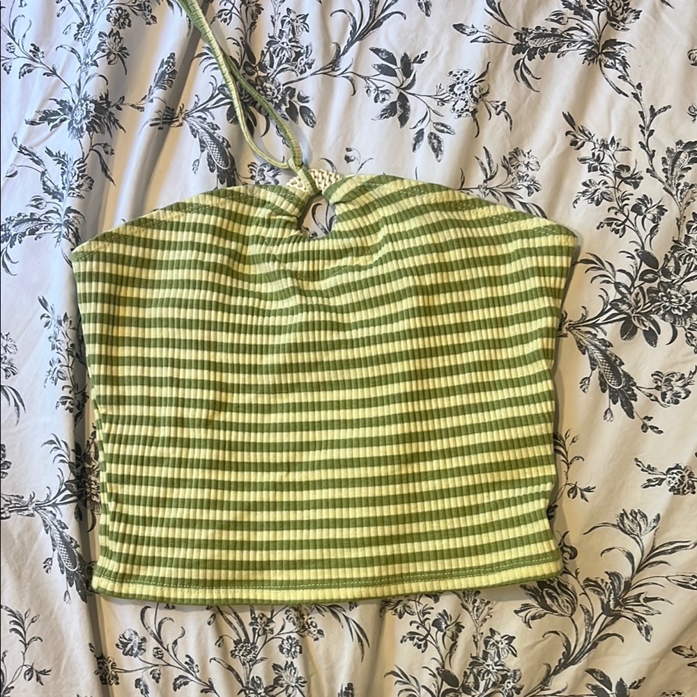 Forever 21 Green Ribbed Crop Tank Top